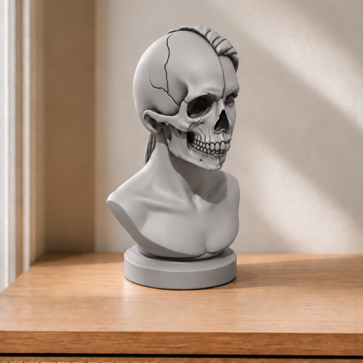 Totenkopf-Büste Frau STL & 3MF – 30-cm-STL, zehn Originalprojekte | FehnFactory