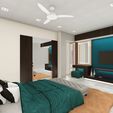 Cozy-Bedroom-interior-scene-in-Lumion-11-4.jpg Interior scene of a Bedroom with study area and closet CG 3D model