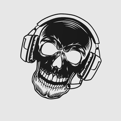 Tête-de-mort-musique.png Fichier STL gratuit Tête de mort musique・Objet imprimable en 3D à télécharger