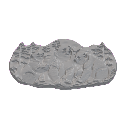 Bear Family Panoramic Forest Relief STL