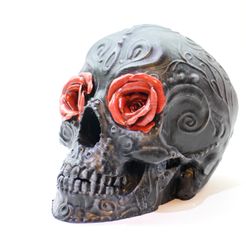 IMG_9526.jpg Archivo 3D Rosas de calavera de azúcar para la decoración de Halloween Decoración gótica Calavera mexicana Catrina・Idea de impresión 3D para descargar