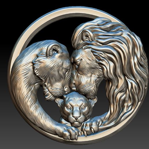 lion family pendant 3D model