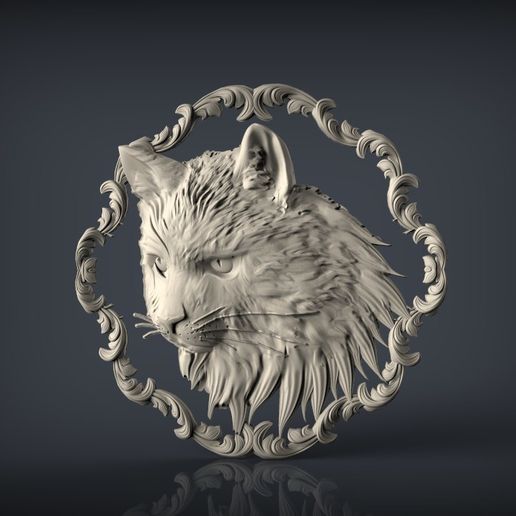 cat bust cnc art 3D model