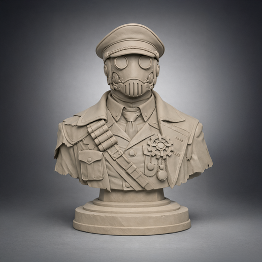 Karl - Steampunk Officer Bust | Single Piece 3D Print STL