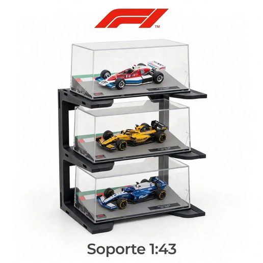Soporte Modular F1 1:43 - Kit para armar sistema Infinito - Compatible Shell Salvat Altaya Burago / F1 1:43 Modular Display - Infinite Wall System