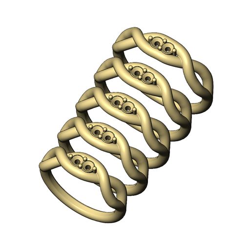 Diamond-link-Overlapping-knot-band-size6to10-05.jpg Anel de ligação com nó sobreposto e torcido de diamante tamanhos 6 a 10 Modelo de impressão 3D