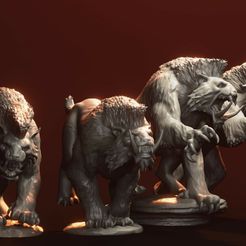 Merged_Sabertusk_poses1-4_render.jpg Saberbeast Pack of Four with supports