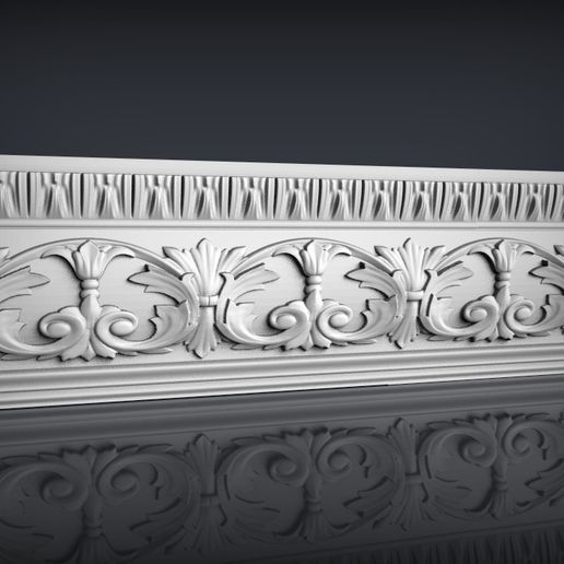 Classic Acanthus Leaf & Palmette Frieze Molding Panel STL File for CNC & 3D Printing