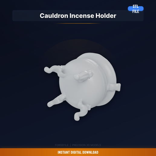 Miniature Witch Cauldron With Three Legs, Wide Rim, - 3D Printable STL File