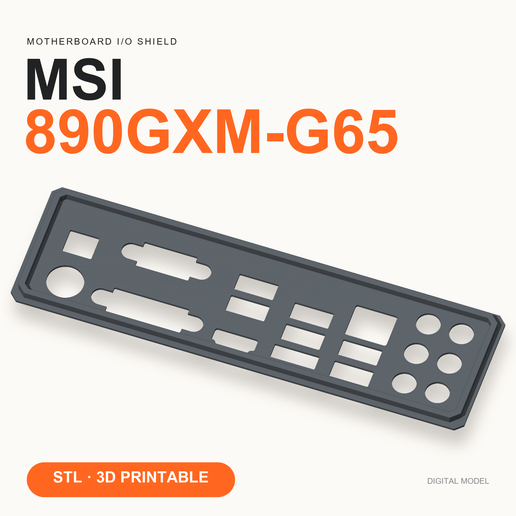 MSI 890GXM-G65 I/O Shield — Replacement Backplate STL
