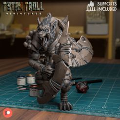Gnoll-Twin-Blades.jpg Download STL file Gnoll Twin Blade - [Pre-Supported] • Design to 3D print, TytanTroll_Miniatures