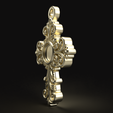 3.png Baroque Cross Pendant with Cabochon Setting 3D print model