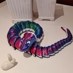 Ball Python Snake articulated toy, print-in-place body, snap-fit head, cute-flexi