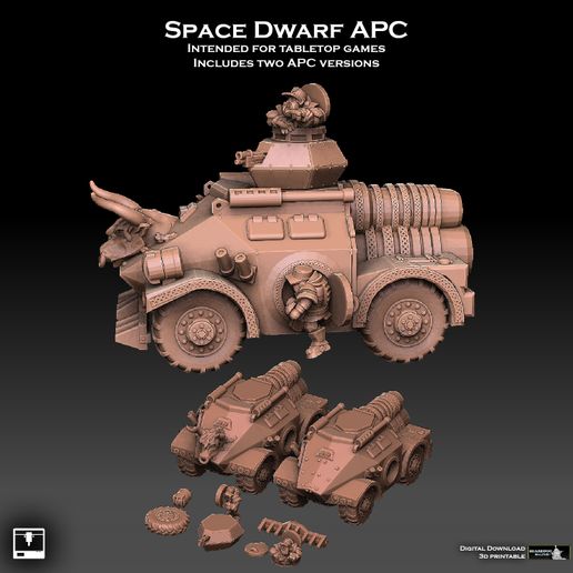 SPACE DWARF APC INTENDED FOR TABLETOP GAMES INCLUDES TWO APC VERSIONS porte Cm TaN dC) pc}o 31a 7\_) 6 2 al Space Dwarf Rocket APC