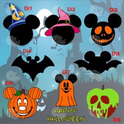 Sin título-1.jpg STL file Set of 8 HALLOWEEN DISNEY / WITCH DAY Cookie Cutters・3D printer design to download