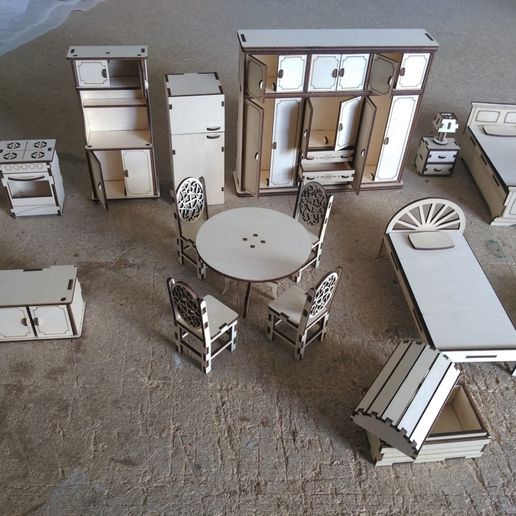 Laser cut dollhouse furniture top