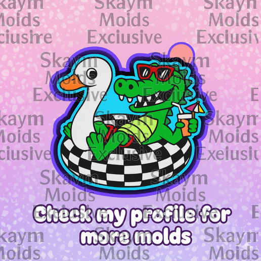 🐊🦢 Poolside Gator Float – Freshie, Resin & Candle Mold ✨