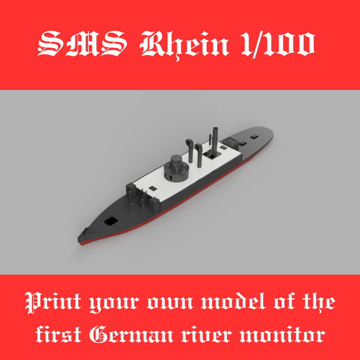 🚢 RC Battleship SMS Rhein / Print your own RC river monitor・ STL File ...