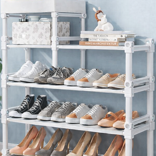 Assembled modular shoe rack