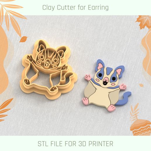 Cute Little Sugar Glider Polymer Clay Cutter 3D model