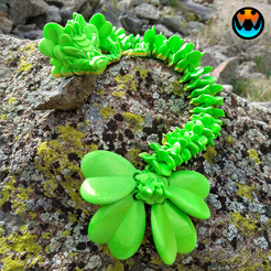 signal-2022-03-15-140347_008.png STL file Lucky Clover Dragon, St. Patrick's Day Articulating Flexi Wiggle Pet, Print in Place, Fantasy Shamrock Dragon・3D printing design to download, Cinderwing3D