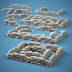 wiggle_Viewport.jpg Square Sandbag Barrier - Resin 3D Print STL Files