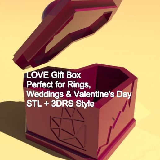 Polygonal Heart Gift Box - LOVE Jewelry Case STL Heart Shaped Gift Box - STL model for jewelry and gifts 3D model
