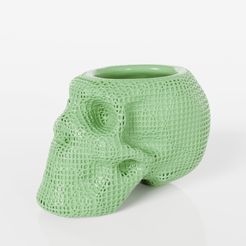 Voronoi-skull-vase.jpg Archivo STL Jarrón con calavera de Voronoi・Modelo de impresora 3D para descargar