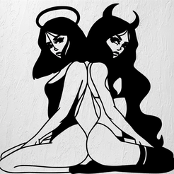 Imagen1-ANGEL-Y-DEMONIO-GEMELAS.png Archivo STL GEMELAS ANGEL Y DEMONIO ARTE DE PARED DECORACIÓN 2D・Objeto imprimible en 3D para descargar