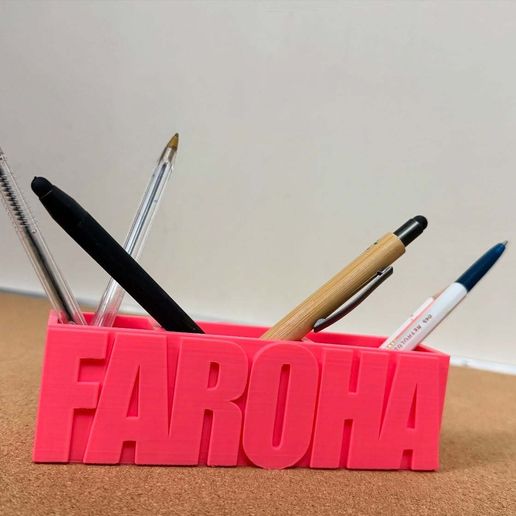 FAROHA Desk Pen Holder – 3D Printable Name Pen Organizer 🖊️ ・Free STL ...