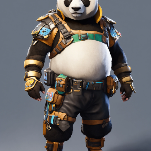 a-photograph-of-a-costume-of-a-panda-for-a-male-ch.png Panda skin Fortnite charactere Model 3D