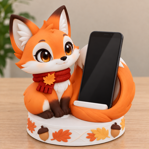Chibi Autumn Fox Phone and Tablet Stand STL