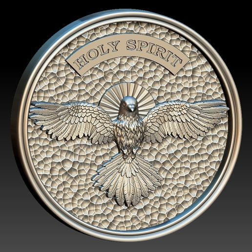 🪙 Holy Spirit Pendant - Coin 3D print model・ STL File for 3D printing・Cults