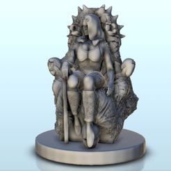 1.jpg STL file Sexy alien princess on throne 12 - Sci-Fi Science-Fiction 40k 30k・3D printer design to download, Hartolia-Miniatures