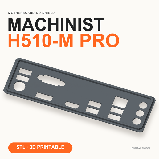 Machinist H510-M PRO I/O Shield — Replacement Backplate STL
