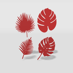 1.png STL file tropical leafs set・Design to download and 3D print