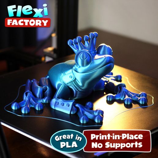 Dan-Sopala-Flexi-Factory-Frog_Plate01.jpg Fichier STL Flexi Print-in-Place Prince et Princesse Grenouille・Modèle pour imprimante 3D à télécharger, FlexiFactory