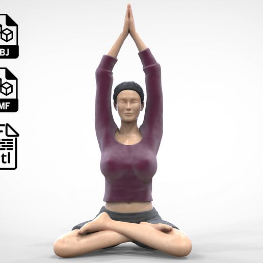N1 Woman Doing Yoga Lotus pose - 3D model önizlemesi