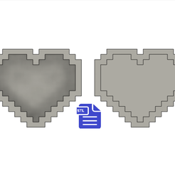 STL00369-1.png Descargar archivo Molde de bomba de baño con forma de corazón de píxeles • Diseño imprimible en 3D, CraftsAndGlitterShop