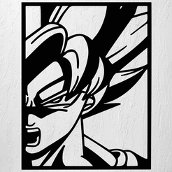 Imagen1-GOKU-SSJ2.png STL-Datei GOKU SSJ2 GESICHT WANDKUNST 2D DEKORATION・Modell zum Herunterladen und 3D-Drucken