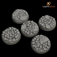 28.5mm-Full-Skull-Thumbnail-V1.jpg STL file 28.5mm Round Skull bases x5 - LegendGames・Template to download and 3D print