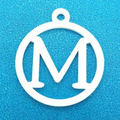 MInitialRoundGiftTag3DPrintPhoto1.jpg Archivo STL M - Initial Round Gift Tag Ornament・Plan imprimible en 3D para descargar