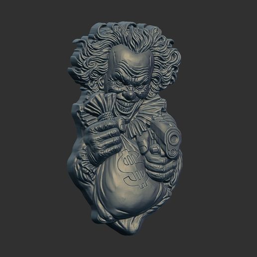 joker holding gun and moneybag cnc model
