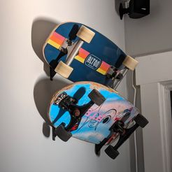 3D-printed-Wall-mounted-skateboard-rack-free-3D-model.jpg Skateboard wall mount / skateboard rack / skateboard hook - free 3D model 3D printable or CNC router / laser