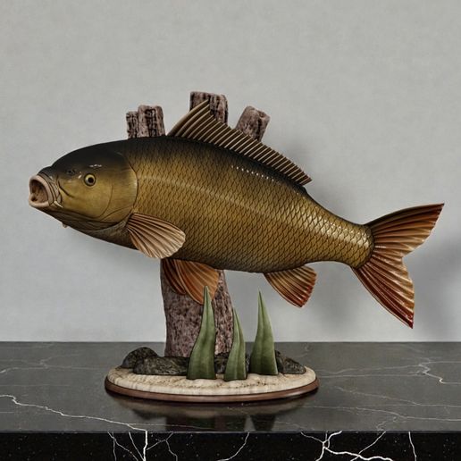 🎏 COMMON CARP (CYPRINUS CARPIO) Fisch Trophäe in Bewegung Skulptur ...