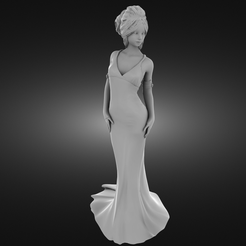Woman-in-elegant-evening-dress-render.png Файл STL Woman in elegant evening dress・Шаблон для загрузки и 3D-печати