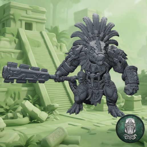 Lizardmen Gator Veteran – Elite Crocodilian Warrior | Pre-Supported 32mm Fantasy Miniature