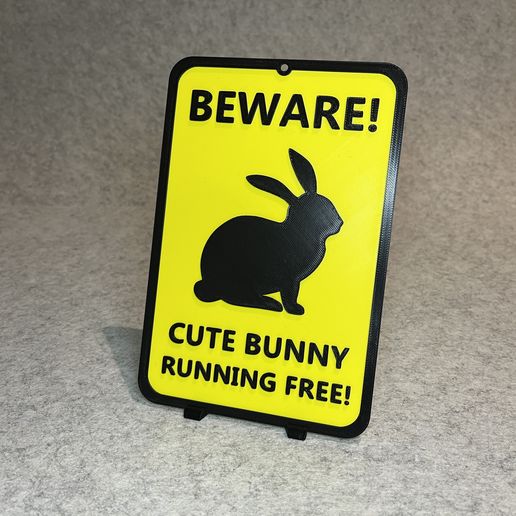 Bunny rabbit warning sign wall decor