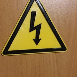 Electricity_warning_sign.jpg Fichier STL gratuit Panneau d'avertissement électrique・Modèle pour imprimante 3D à télécharger