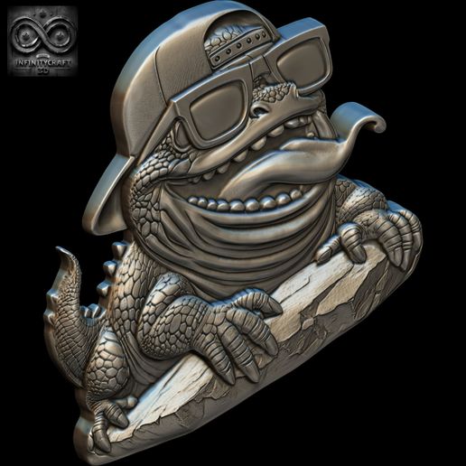 Funky-Lizard-Relief-8.jpg Funky Lizard Relief  STL File For 3D print model